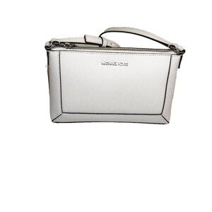 MICHAEL Michael Kors Sallie Medium Crossbody, White with Silver Hardware